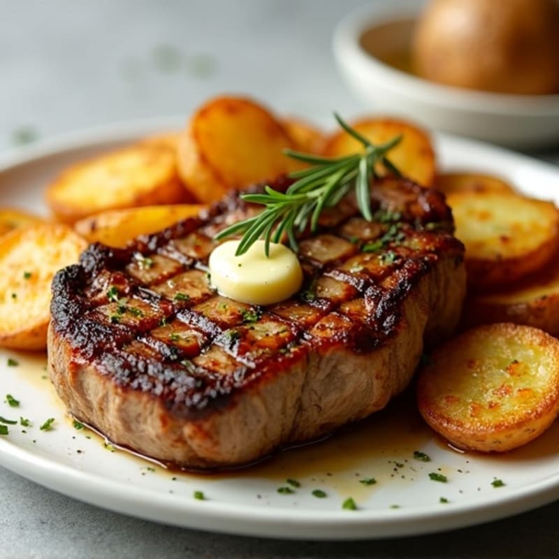 Garlic Butter Roasted Steak with Crispy Potatoes