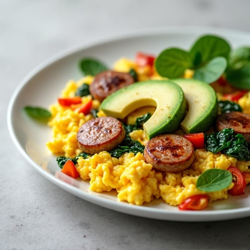 Egg White and Turkey Sausage Scramble with Spinach