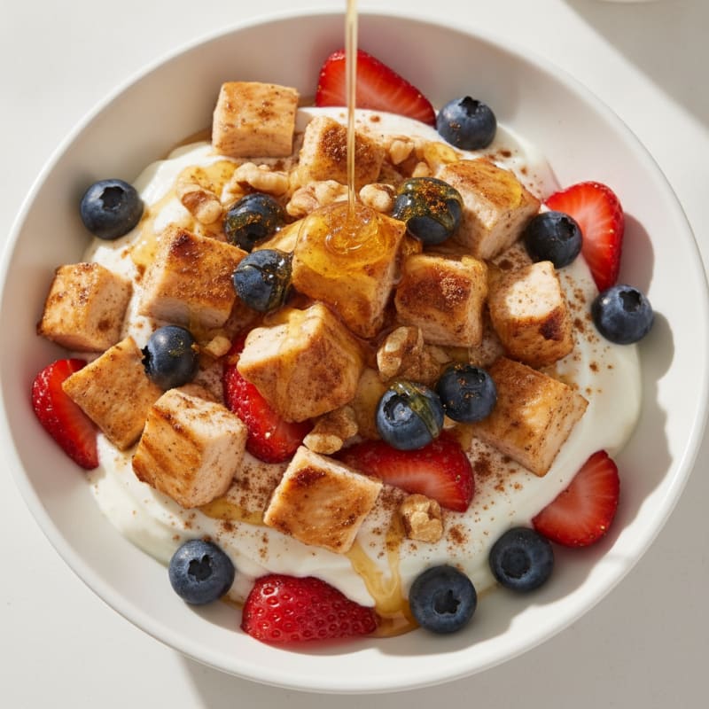 Greek Yogurt Protein Parfait with Chopped Chicken and Berries