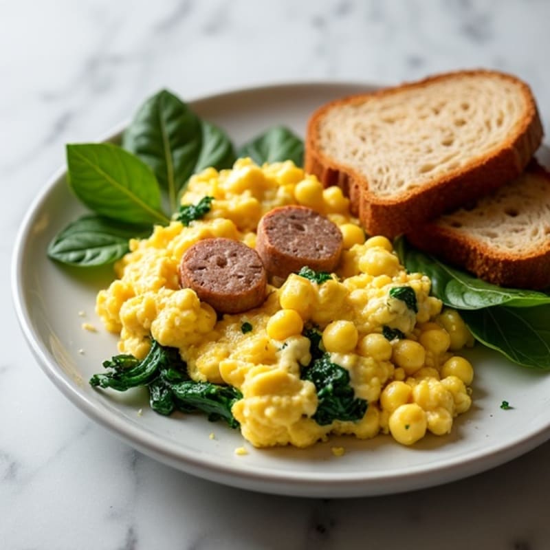 Egg White Scramble with Turkey Sausage and Spinach