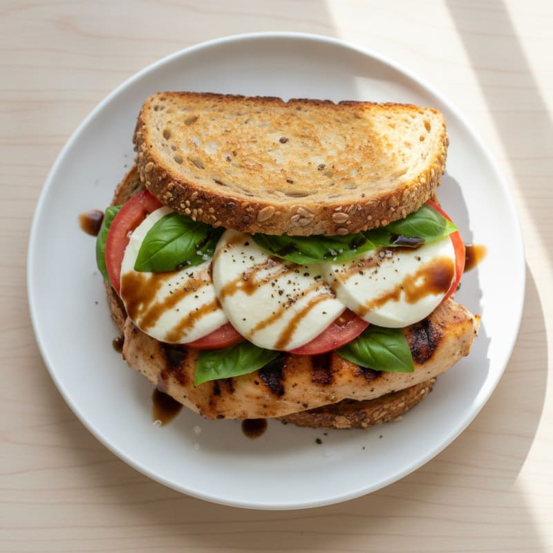 Grilled Chicken Caprese Sandwich with Balsamic Glaze