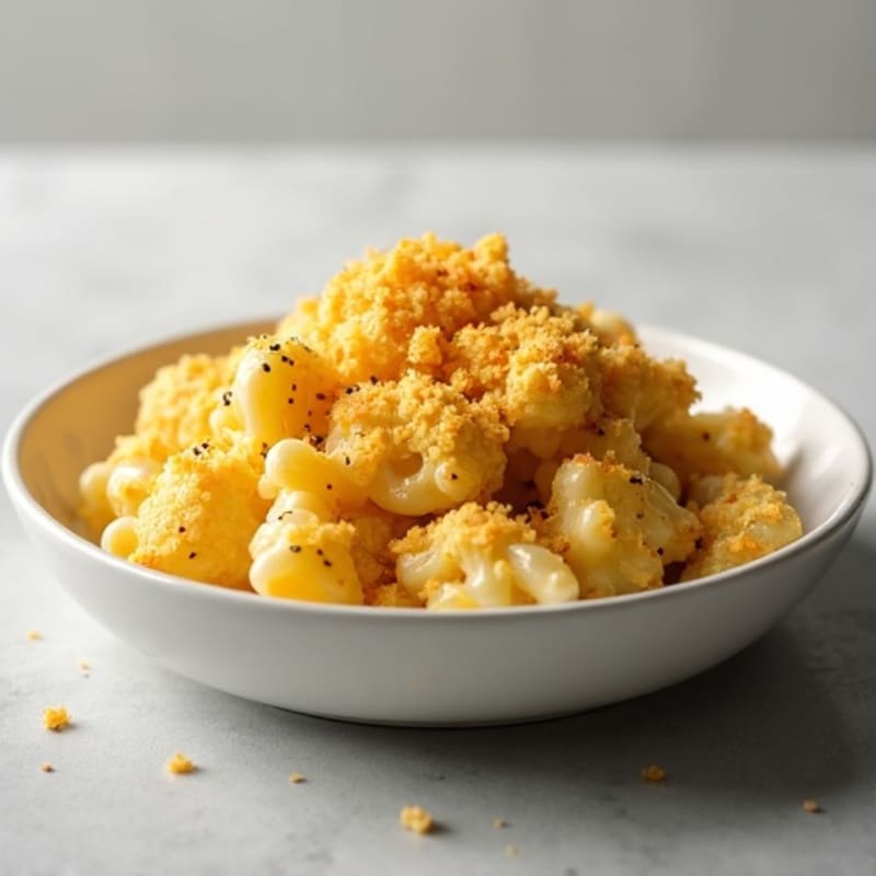 Baked Cauliflower Mac with Crispy Breadcrumb Topping