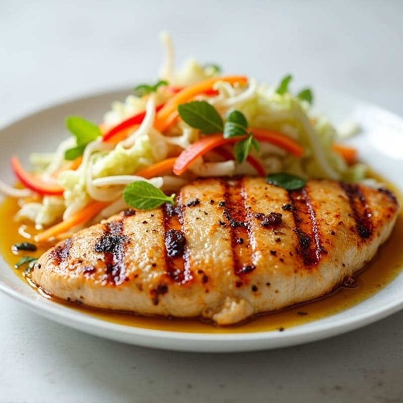 Grilled Chicken Breast with Crunchy Cabbage Slaw