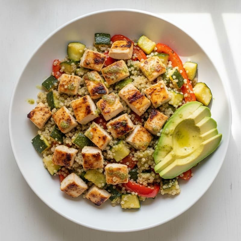 Grilled Chicken and Quinoa Power Bowl with Roasted Vegetables