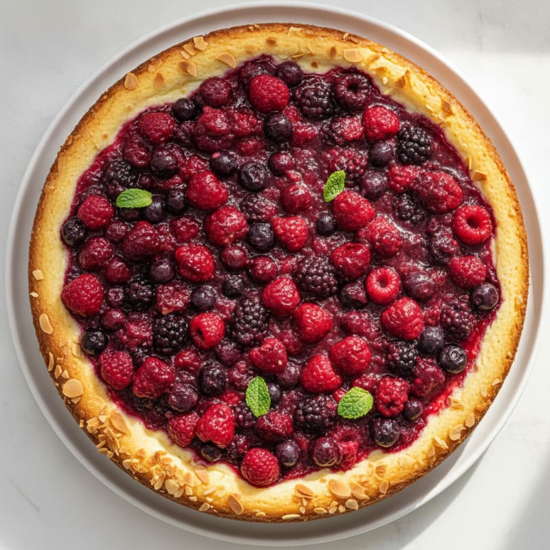 Greek Yogurt Protein Cheesecake with Mixed Berries