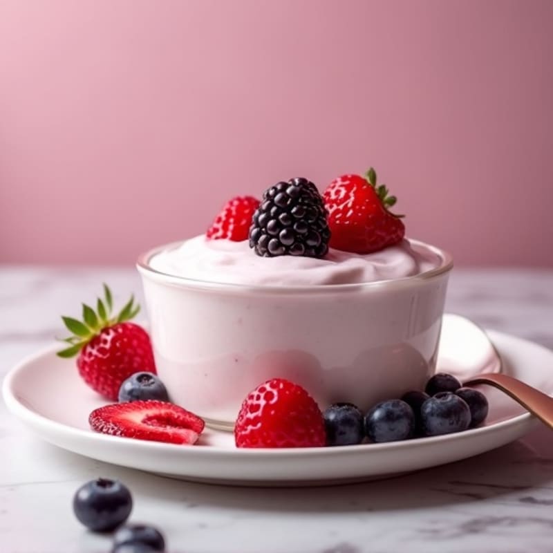 Silky Greek Yogurt Protein Mousse with Mixed Berries