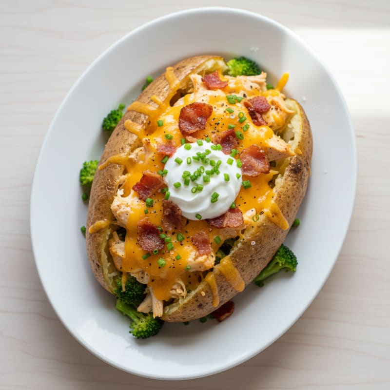 Loaded Russet Potato with Cheddar and Bacon