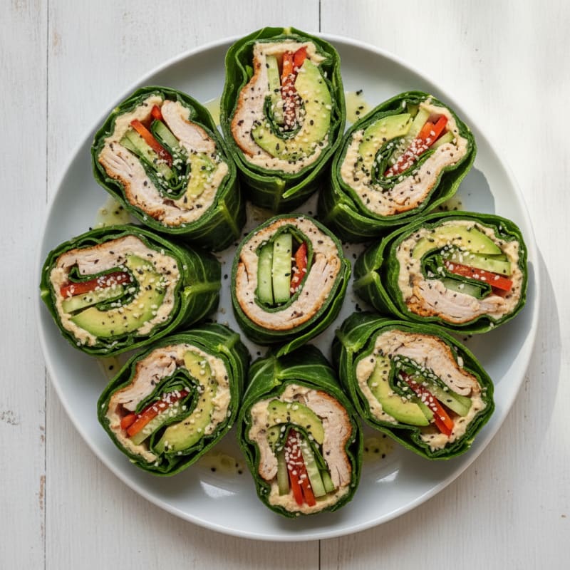 Turkey and Hummus Collard Green Wraps