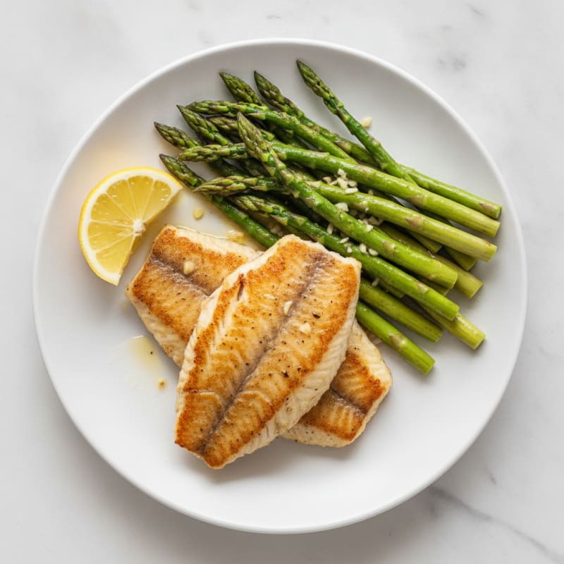 Seared Tilapia with Lemon-Garlic Asparagus