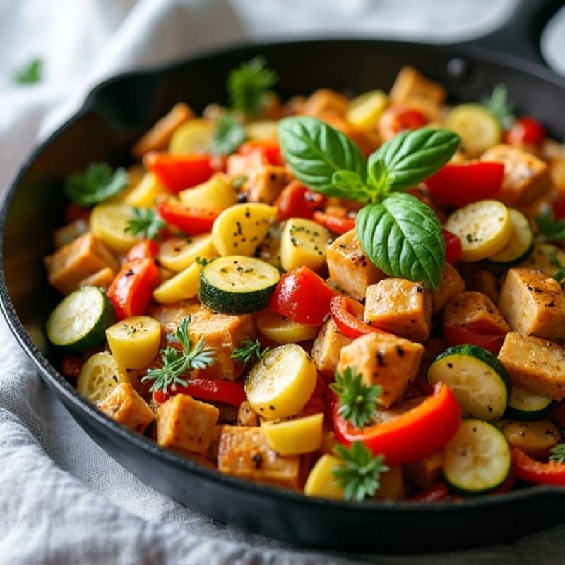 Diced Chicken and Vegetable Skillet with Fresh Herbs