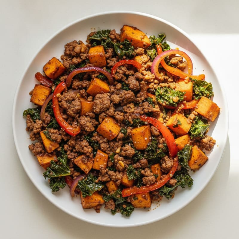 Ground Bison Sweet Potato Skillet