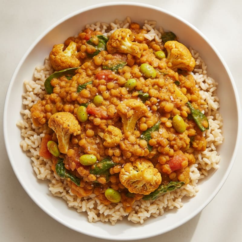 Lentil and Vegetable Curry with Brown Rice