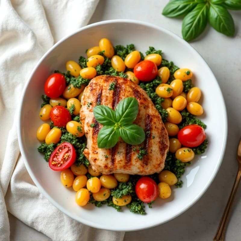 Sweet Potato Gnocchi with Fresh Basil Pesto and Roasted Cherry Tomatoes