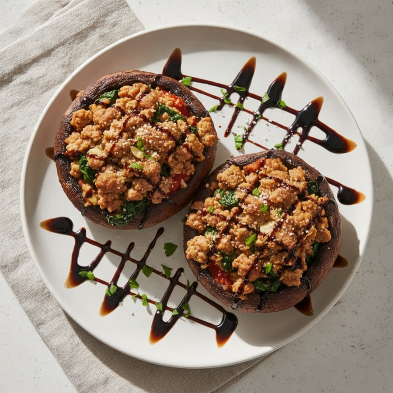 Herb-Stuffed Portobello Mushrooms with Balsamic Glaze