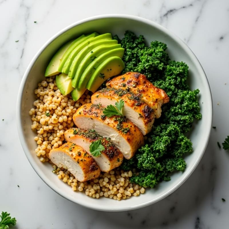 Herb-Roasted Chicken and Crispy Kale Power Bowl