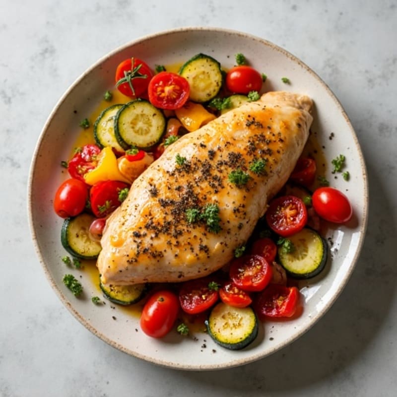 Sheet Pan Herb-Roasted Chicken with Rainbow Vegetables