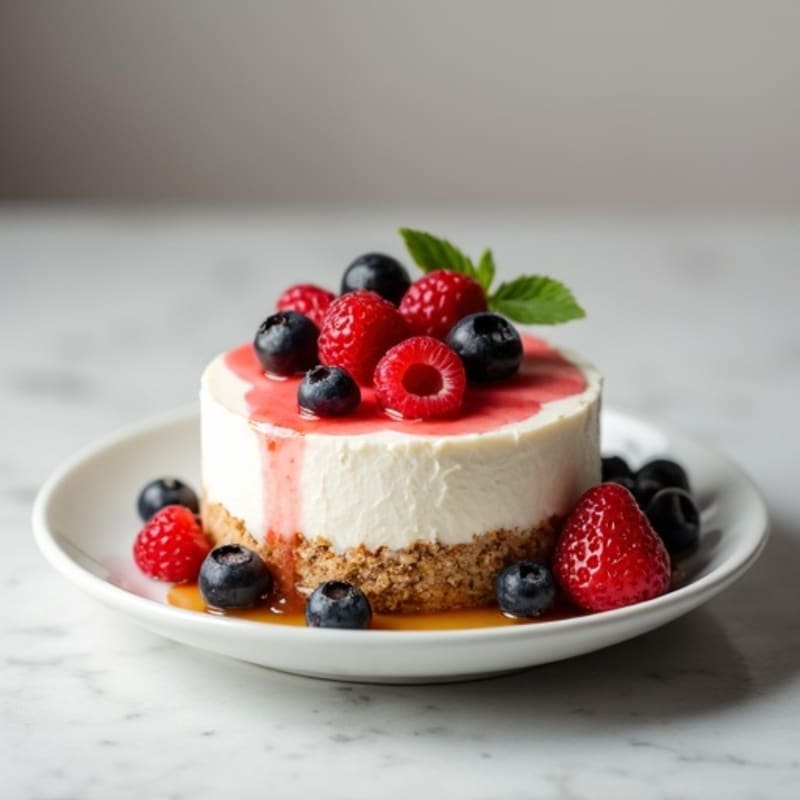 Greek Yogurt Protein Cheesecake with Mixed Berries