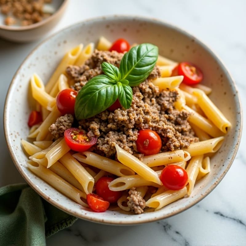 Hearty Lean Ground Beef and Turkey Pasta with Fresh Herbs