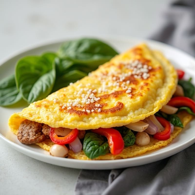 Egg White Veggie Omelette with Turkey Sausage