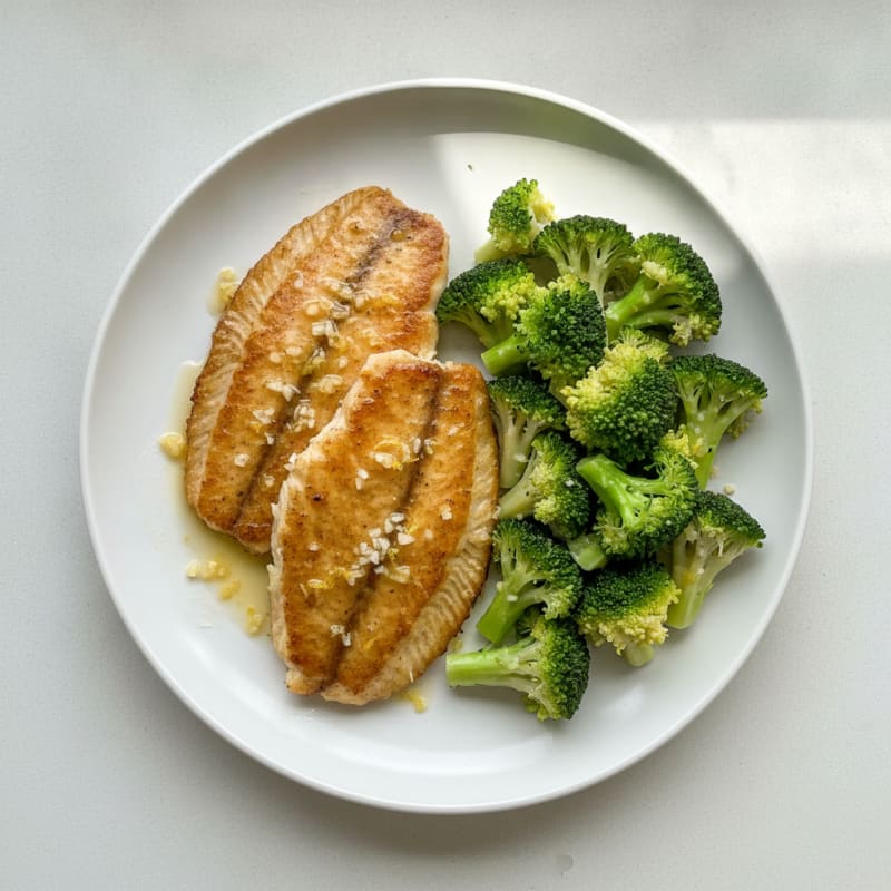 Lemon Garlic Tilapia with Steamed Broccoli