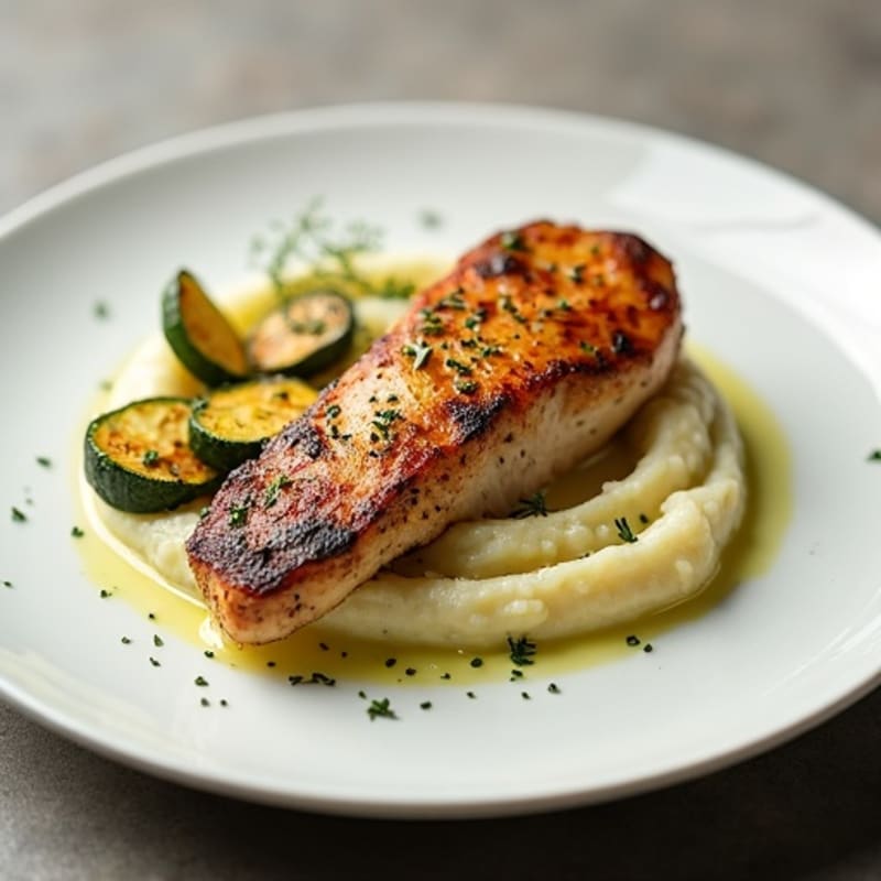 Seared Turkey Breast with Roasted Zucchini and Cauliflower Mash