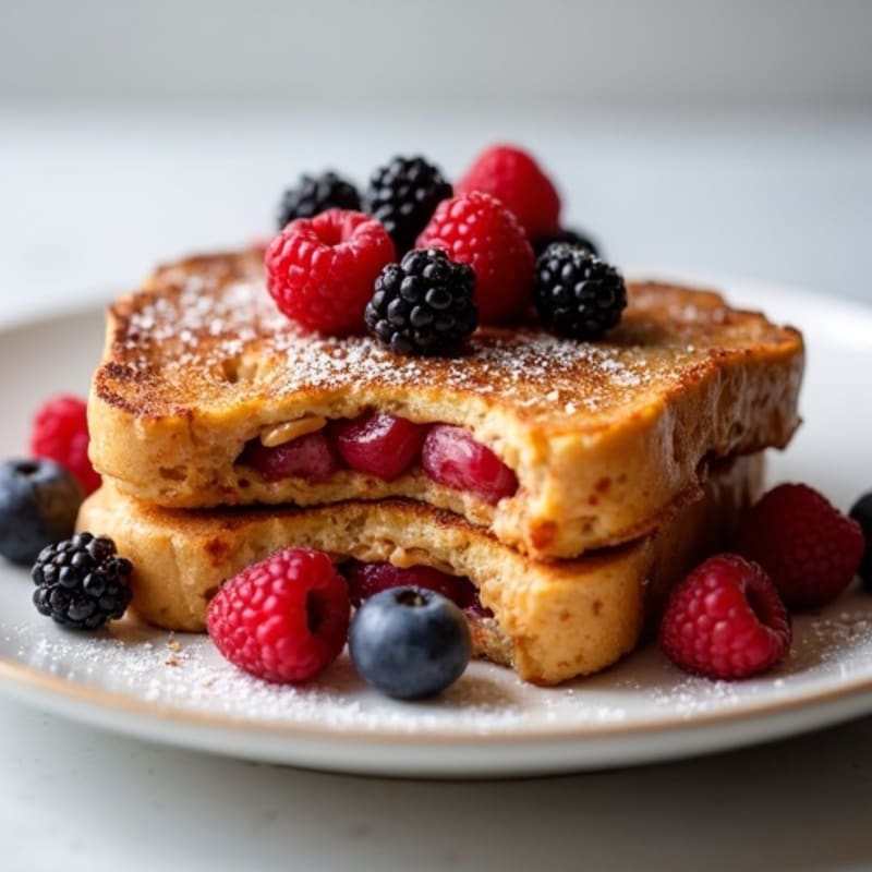 Crispy Baked Peanut Butter and Berry Stuffed French Toast