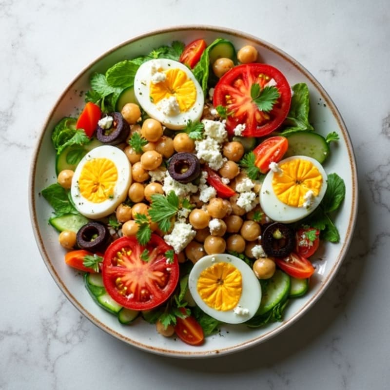 Fresh Mediterranean Chopped Salad with Herb-Marinated Feta