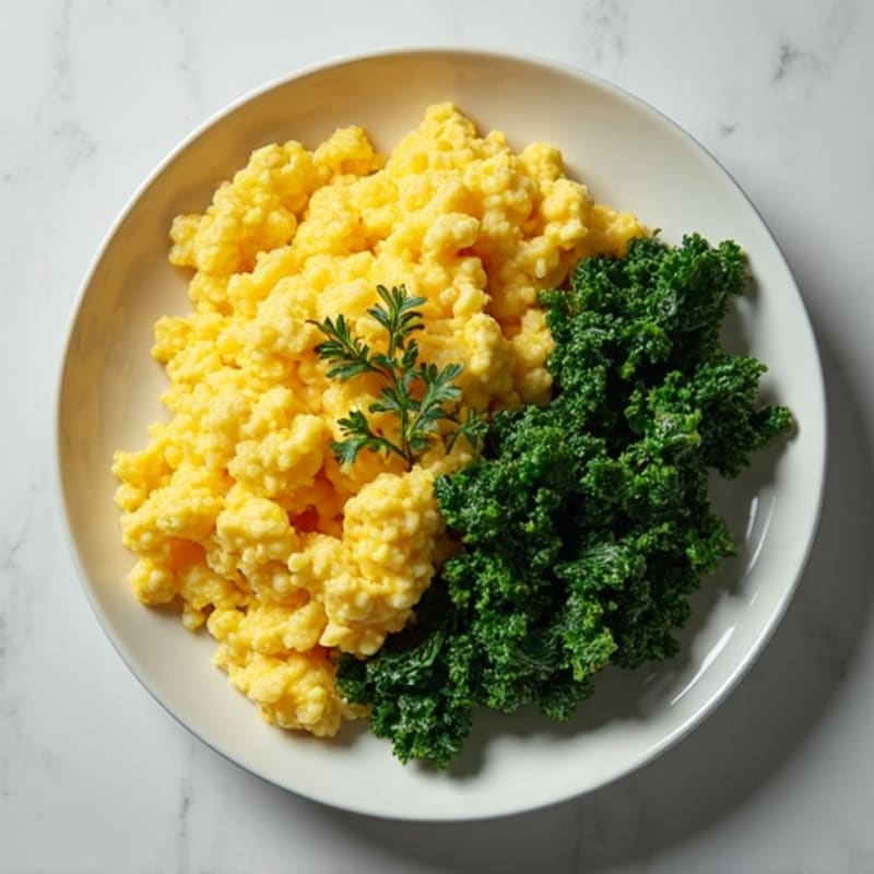 Creamy Scrambled Eggs with Sautéed Greens
