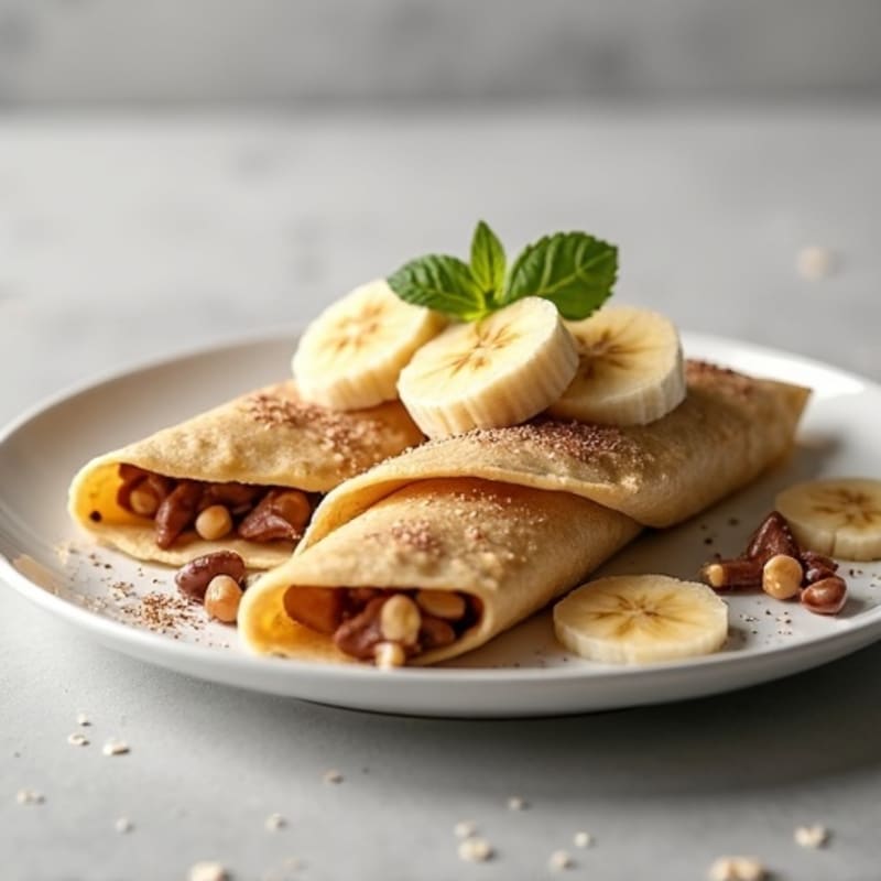 Banana and Creamy Chocolate-Hazelnut Protein Crepes