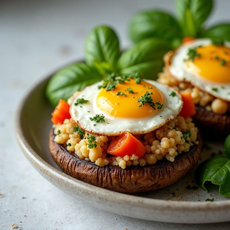 Portobello Mushrooms Stuffed with Herbed Quinoa and Roasted Vegetables