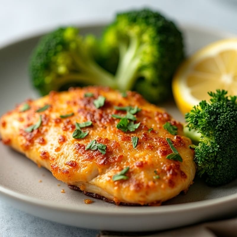 Crispy Lemon Garlic Chicken with Roasted Broccoli
