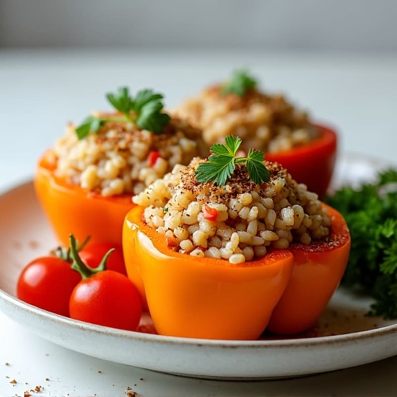 Lean Ground Turkey and Brown Rice Stuffed Bell Peppers