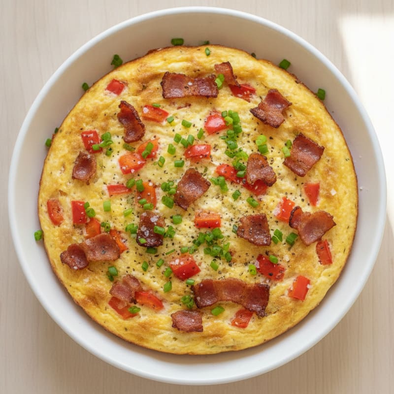 Baked Eggs with Bell Pepper and Bacon