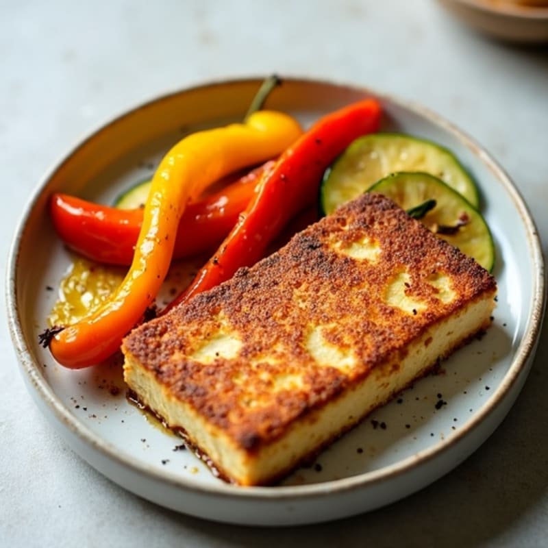 Crispy Baked Tofu with Roasted Rainbow Vegetables