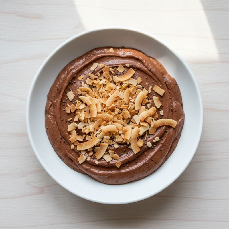 Silky Chocolate Protein Pudding with Toasted Coconut