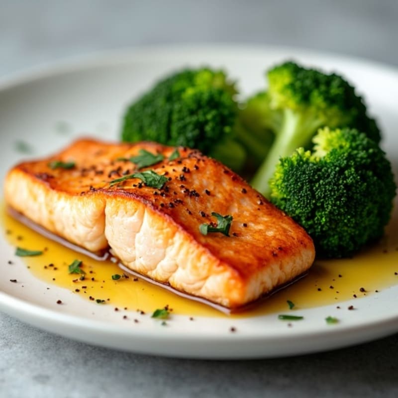Pan Seared Salmon with Steamed Broccoli