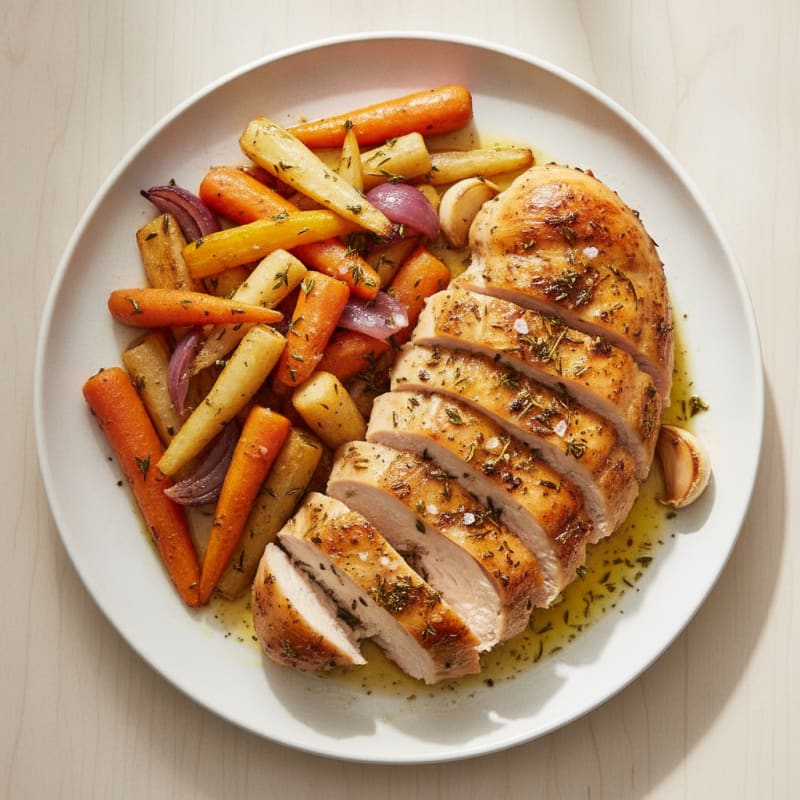 Garlic Herb Chicken with Roasted Root Vegetables