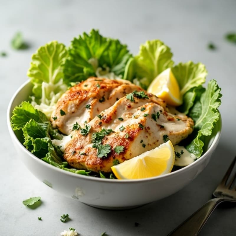 Grilled Chicken and Crispy Romaine with Creamy Caesar Dressing