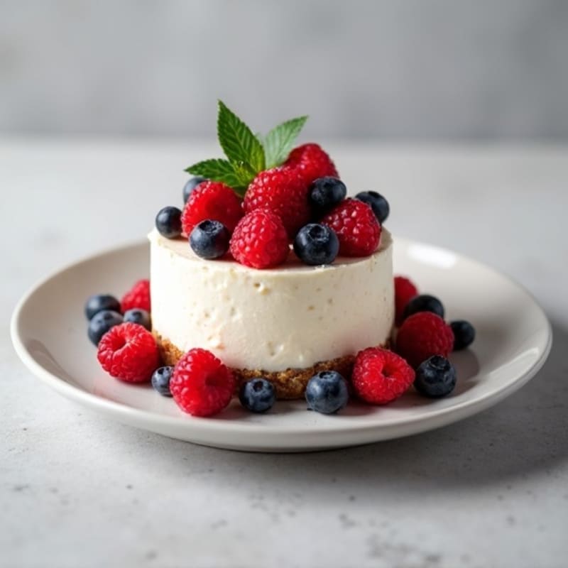 Greek Yogurt Protein Cheesecake with Mixed Berries
