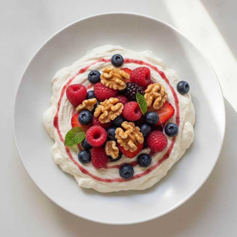Greek Yogurt Protein Mousse with Mixed Berries