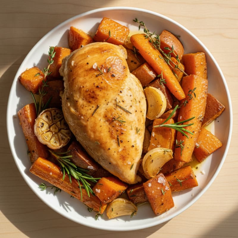 Garlic Herb Roasted Chicken with Root Vegetables