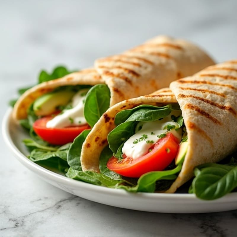 Grilled Turkey and Spinach Wrap with Greek Yogurt Sauce