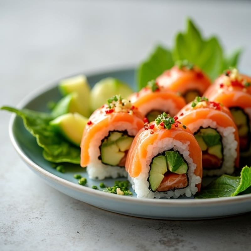 Fresh Salmon and Avocado Nori Rolls