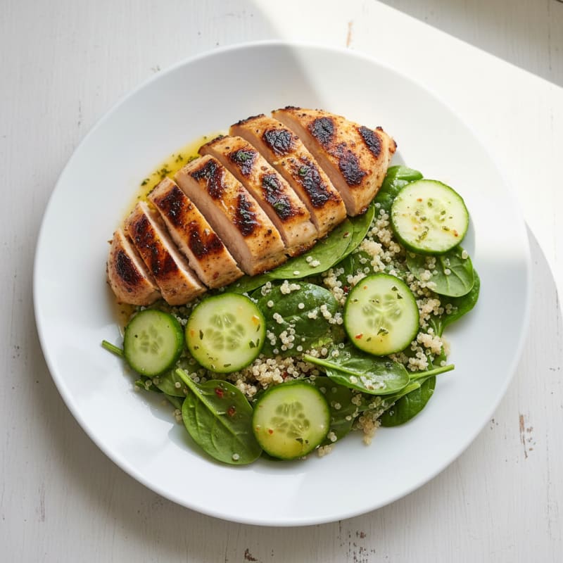 Grilled Chicken Breast with Quinoa Spinach Salad