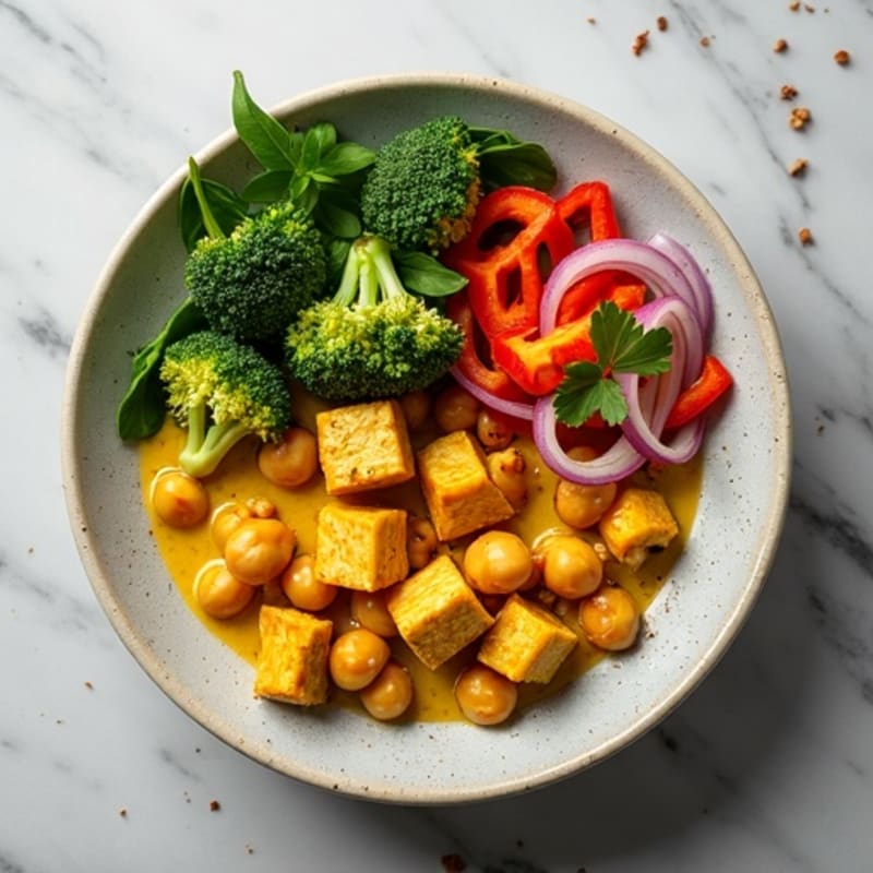 Creamy Coconut Chickpea Curry with Roasted Vegetables