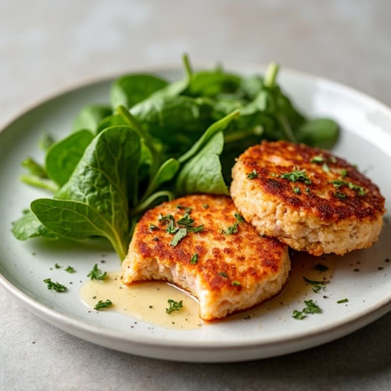 Crispy Canned Salmon Patties with Fresh Greens