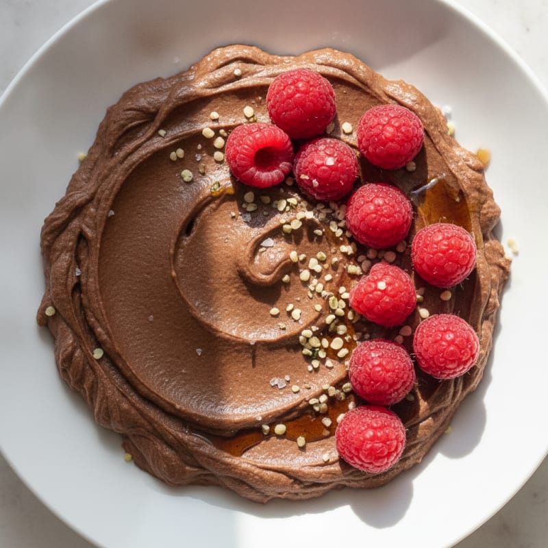 High-Protein Chocolate Avocado Mousse with Berries