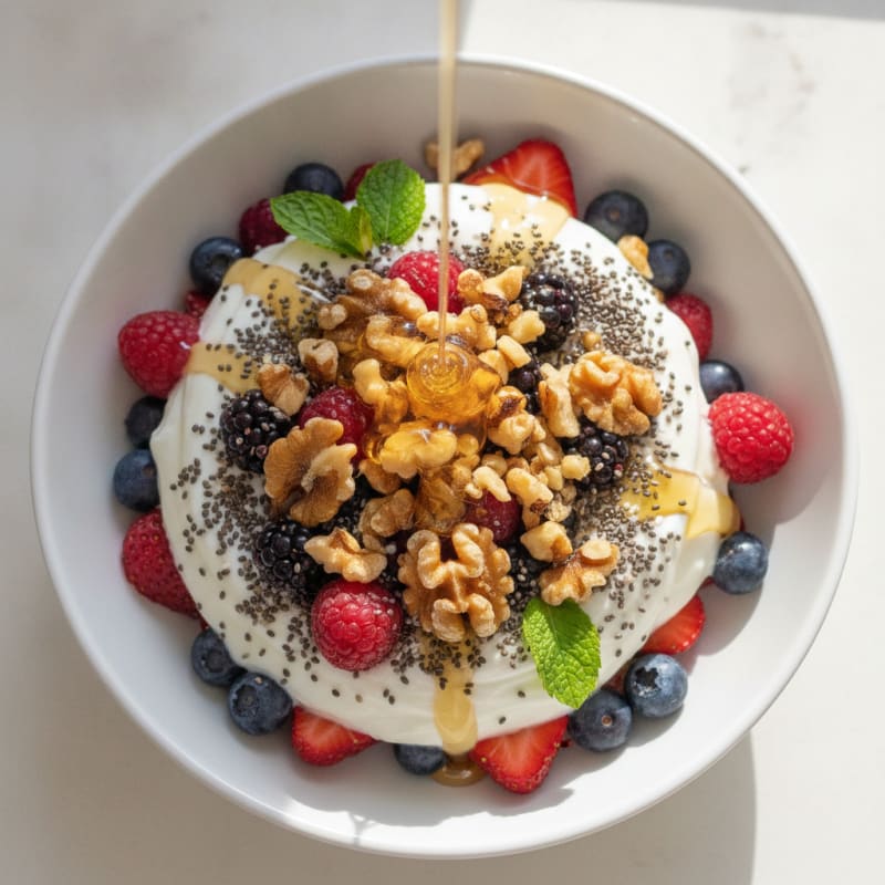 Creamy Greek Yogurt Parfait with Chia Seeds and Mixed Berries
