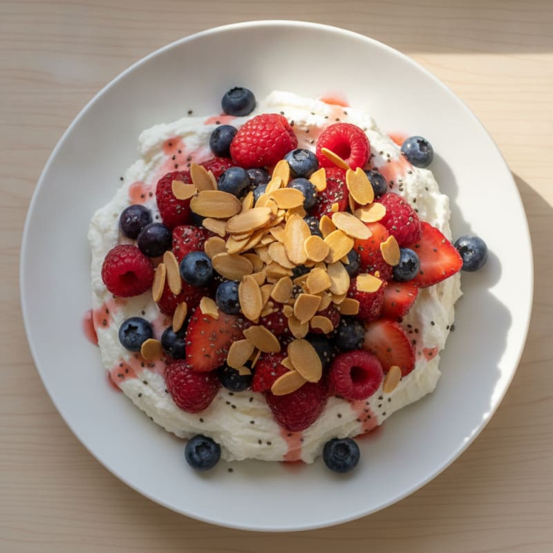 Greek Yogurt Protein Mousse with Mixed Berries