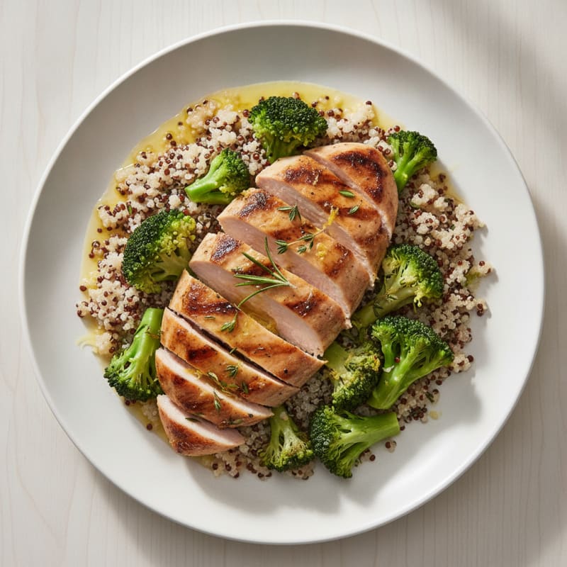 Grilled Turkey Breast with Quinoa and Steamed Broccoli